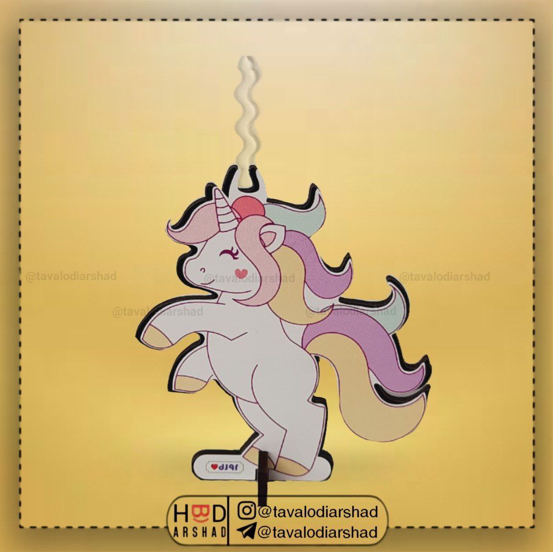 شمع استند عروسکی اسب تک شاخ